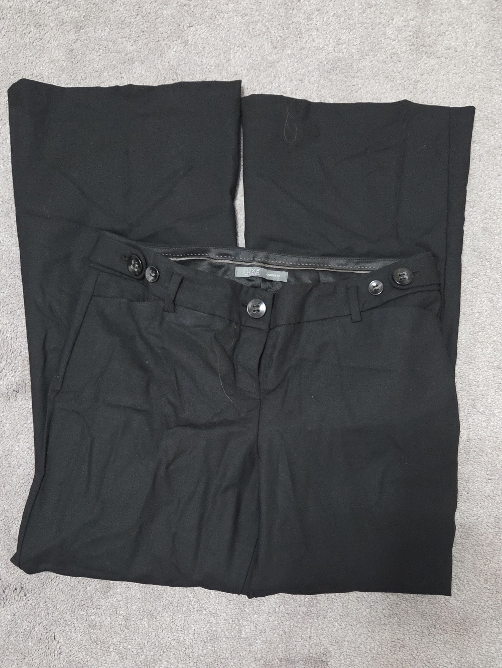 Luxe Women's Black Dress Pants with Button Waist Detail